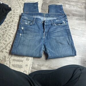 7 For All Mankind Women's Blue Skinny Jeans